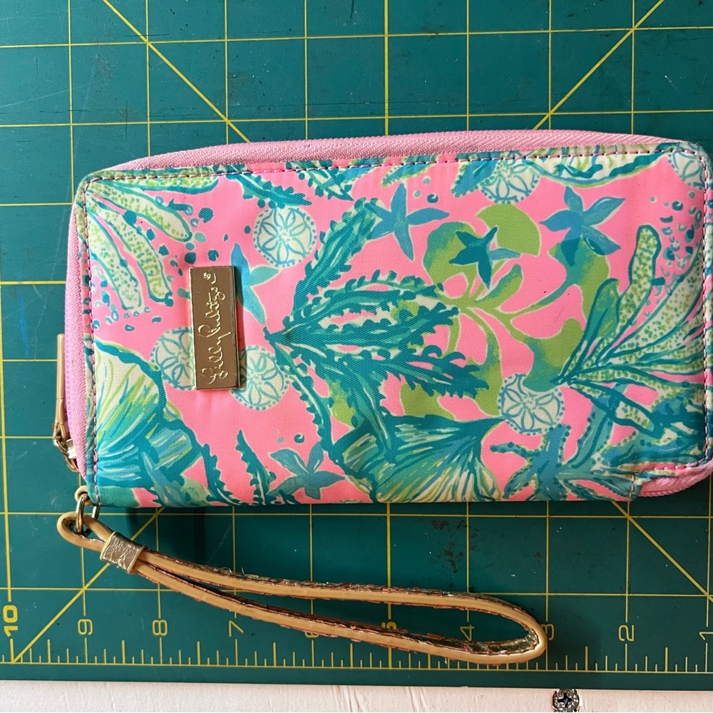 Lilly Pulitzer Pink and Green Wristlet